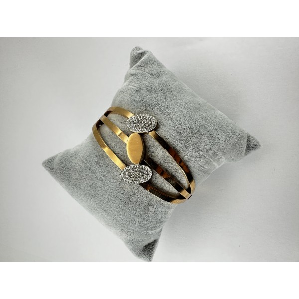 Bronz Oval Taşlı Bileklik